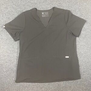FIGS Technical Collection Black V-Neck Scrub Top Womens XL FW1100 2-Pocket